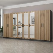 Resim Minar Kale 8 Kapaklı 4 Aynalı 2 Çekmeceli Dolap Antrasit Dore 190 cm 