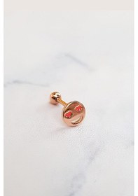 Resim Tekli Ithal Smile Heart Gümüş Piercing Küpe-5964 Gümüş 