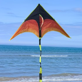Resim 1 adet Büyük Delta Kite, Kırmızıdan Siyaha Gradyan, Uzun Kuyruklu Üçgen Tasarım, Dayanıklı Polyester - Açık Hava Plaj ve Park Eğlencesi için İdeal 
