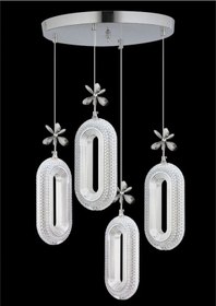 Resim 4'li Krom Kaplama Sarkıt Led Salon Avize 3 Renk Ledli Krom 