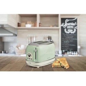 Resim Vintage Ekmek Kızartma Makinesi 2 Dilim Yeşil 0155/14-810 Watt, Metal Gövde, 2 Dilim Kapasite, Buz Çözme, Isıtma, 6 Kızartma Ayarı, Kolay Temizlik, Çıkarılabilir Kırıntı Tepsisi 