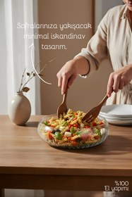 Resim Nandy Home Büyük Boy Cam Salata Kasesi - İskandinav Tarz Kase - Şeffaf Kase 