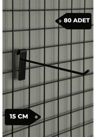 Resim 15 Cm 80 Adet Siyah Tel Pano Kancası Raf Askısı Siyah 