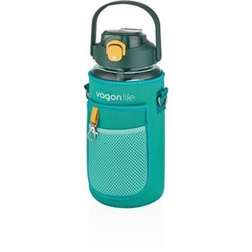 Resim Vagonlife VGN2115 1500ml Yeşil Pipetli Kılıflı Matara 