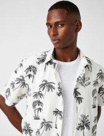 Resim Palmiye Desenli Kısa Kollu Gömlek 