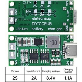 Resim Tip C Bms 2s 3s 4s 1a 2a 4a 18650 Lityum Pil Şarj Cihazı Kurulu Usb C Step-up 2s 2a 
