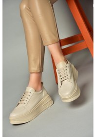 Resim Fox Shoes P274117509 Bej Yüksek Tabanlı Kadın Spor Ayakkabı Sneakers Bej 