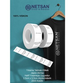 Resim Yıkama Talimatı Etiketi - %100 Viskon 2,5cm X 3,5cm 2.500'lük Sarım 