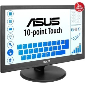 Resim 15.6 Asus VT169HE IPS 5ms 60MHZ 1xvga 1xhdmı Fhd 1920X1080 Dokunmatik Ekran Flıcker Free Çerçevesiz Vesa Siyah 