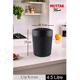 Resim 4,5 Lt. Siyah Çok Amaçlı Çöp Kovası, Banyo, Mutfak, Ofis Kullanımı 