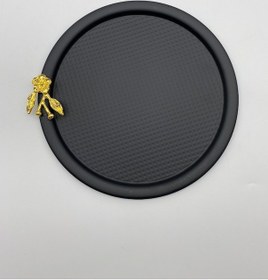 Resim Japon Güllü Yuvarlak Siyah Çay Ve Kahve Sunum Tepsisi 2'li 22 CM 