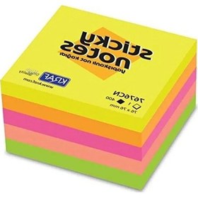 Resim Neon Renkli Yapışkanlı Not Kağıdı Küp, 76x76 Mm, 400 Yp 