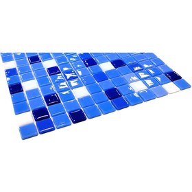 Resim MozaiKristaL Havuz Ve Tüm Yüzeyler Için 25x25 Mm Mavi Mix Cam Mozaik. ( 1 Koli = 1 M2 Fiyatıdır ) 
