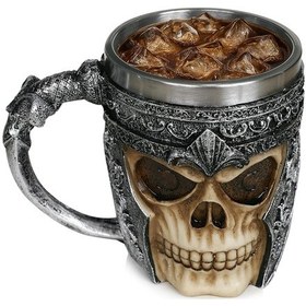 Resim Birinci Sınıf 3d Kuru Kafa Fincan Paslanmaz Çelik Kahve, Çay, Cappuccino, Bira Gibi İçecekler İçin I Skull Kupası İskelet Kafatası Tasarımlı Görünüm 1 Açık Altın 