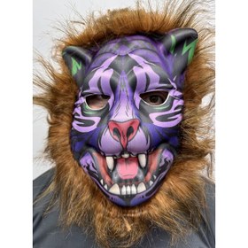 Resim Kahverengi Saçlı Dişli Kurt Maskesi Mega Peluş 16 No 