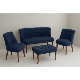 Resim Kahraman Mobilya Aksesuarları Kutay Çay Seti Koltuk Takımı - Lacivert 