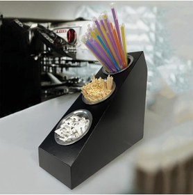 Resim decorelax 3 Katlı Pipetlik Karıştırıcı Şeker Çatal Bıçak Kaşıklık Organizer Kafe Restoran Ürün Düzenleyici Siy 