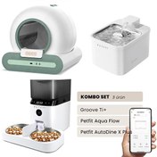 Resim Groove Ti+ Otomatik Kedi Tuvaleti Yeşil - Petfit Aqua Flow Akıllı Su Pınarı Çeşmesi - Petfit AutoDine X Plus Otomatik Mama Kabı 