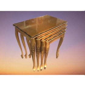Resim Zigon Aslan Lükens Ayak Model Parlak Gold renk Kayın Torna Oymalı Ayak El Yapımı 