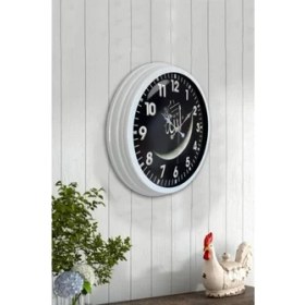 Resim Bahat Tedarik Ayetli Salon Ofis Duvar Saati Beyaz Alüminyum Çerçeve 40 cm 