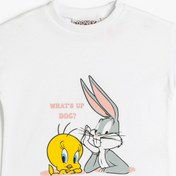 Resim Kız Bebek Tweety ve Bugs Bunny Tişört Lisanslı Baskılı Kısa Kollu Pamuklu 