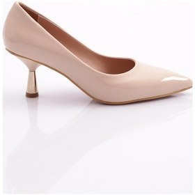 Resim Dgn 340-1 Kadin Sivri Burun Parmak Dekolteli Topuklu Ayakkabi 340-1-1918-R1807 Ten Rugan 