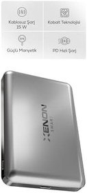 Resim Xenon Smart Kablosuz Powerbank 15W | 5000 mAh Manyetik 22.5W PD USB-C İnce Alüminyum Gövde X6440 