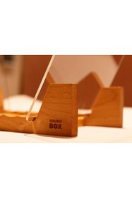 Resim Sound Box Ahşap Plak Standı – 50 Plak Kapasiteli, Akrilik Yan Panelli 