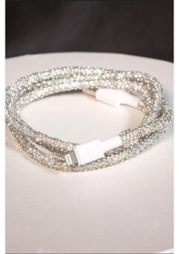 Resim Gümüş Taşlı Şarj Kablosu A Kalite Aplle Usb Type C 