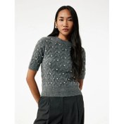 Resim Koton İnci İşleme Detaylı Bisiklet Yaka Saç Örgü Kadın Kazak 6WAK90061HT (6WAK90061HT) 