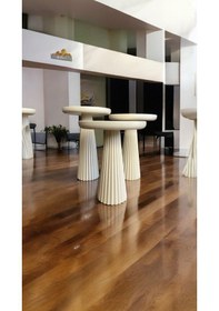 Resim Wood Wooden Ahşap Krem Renk 3 Lü Set Mantar Yan Sehpa Fiskos 