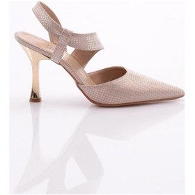 Resim Dgn 1012 Kadin Bilek Saran Topuklu Ayakkabi Rose Kroko 