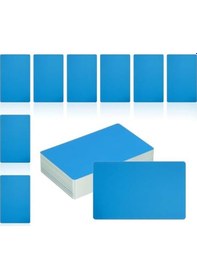 Resim 150 Adet Metal Kartvizit Boşluğu, Kendin Yap Kartvizitler İçin Mavi 