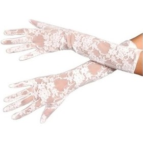 Resim Beyaz Renk Orta Boy Dantelli Eldiven 