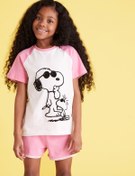 Resim Marks & Spencer Saf Pamuklu Snoopy Unisex Çocuk Pijama Takımı 6 16 Yaş 