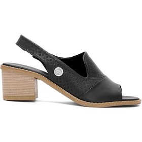 Resim Mammamia D25ys-2840 Kadın Hakiki Deri Topuklu Sandalet Siyah Siyah 
