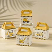 Resim 4'lü Set, İnşaat Araç Kamyonları ile Temalı Kağıt Şeker Hediye Kutuları, Doğum Günü Partisi Süsleri, Kazıcı Temalı Parti Malzemeleri ve Bebek Duş Paketleme için Mükemmel. 