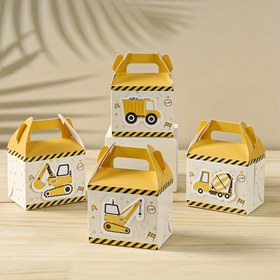 Resim 4'lü Set, İnşaat Araç Kamyonları ile Temalı Kağıt Şeker Hediye Kutuları, Doğum Günü Partisi Süsleri, Kazıcı Temalı Parti Malzemeleri ve Bebek Duş Paketleme için Mükemmel. 