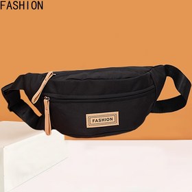 Resim Uniseks Hafif Naylon Bel Çantası Ayarlanabilir Askılı - Erkek ve Kadınlar için Şık Siyah Moda Aksesuarı, Fermuarlı Rahat Omuz Çantası, Günlük Kullanım veya Bisiklet Sürmek İçin Mükemmel 