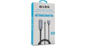 Resim S-Link SL-IPH25 HDMI To Usb-F 2m Mobil Telefon Uyumlu Görüntü Aktarıcı Kablo 