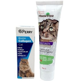 Resim Perry Kediler İçin Biotin Collagen 50 ML + Planetree Tüy Yumağı Önleyici Malt 100 G 