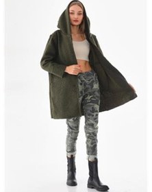 Resim Eren Style Italyan Beli Bağlamalı Kamuflaj Desenli Dar Paça Pantolon-9078 Haki 