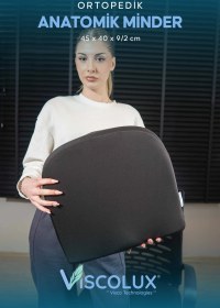 Resim Anatomik Visco Ortopedik Minder - Ofis Araba Sandalye Minderi Siyah 44x36x9/2 