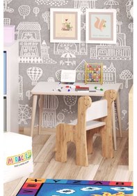 Resim Miracle 3d Mdf Çalışma Masası Ve Sırt Dayamalı Sandalye 2-6 Yaş Beyaz 43 Cm 67 Cm 44 Cm Beyaz 
