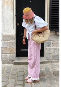 Resim Madmext Pembe Çizgili Kadın Jean Pantolon Mg2463 Pembe 