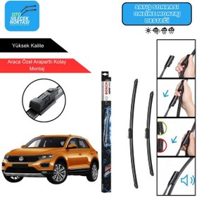 Resim Volkswagen T-roc Uyumlu 2019-2025 Bosch Aerotwin Araca Özel Ön Silecek Takımı 650-500mm 