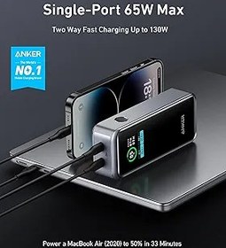 Resim Anker Prime 12,000mAh 130W Taşınabilir Hızlı Şarj Cihazı - 2x USB-C - iOS, Android, Macbook Notebook Destekli, LED Ekranlı Powerbank - A1335 (Anker Türkiye Garantili) 