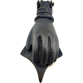 Resim Nacario Antika Tarz Dekoratif Pirinç El Kapı Tokmağı, Taktak - 167X75 Mm, Oksit 