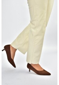 Resim Fox Shoes V404090302 Kahverengi Süet Sivri Burun Alçak Topuklu Kadın Ayakkabı Kahverengi 