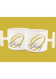 Resim Kişiye Özel O Harfli Ve İsimli Gold Gri T Kulplu Baskılı Kupa Bardak 